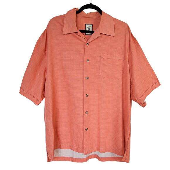 Jamaica Jaxx Men's Silk Twill Coral Hawaiian button-down shirt size L - Picture 1 of 6